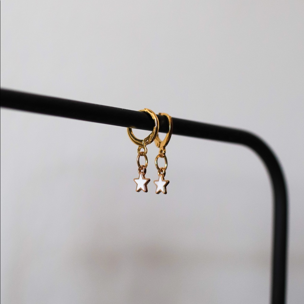 Gold Star Hoop Earrings 13$